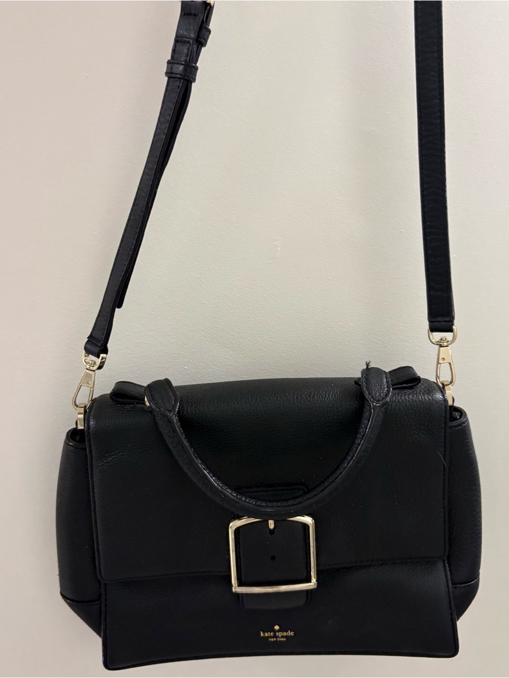 kate spade Black Leather Buckle-Accent Crossbody Bag
